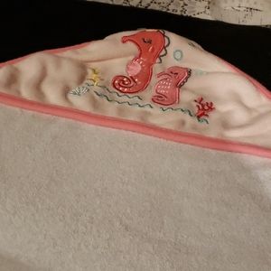Child's Sea Horses Hooded Bath Towel.